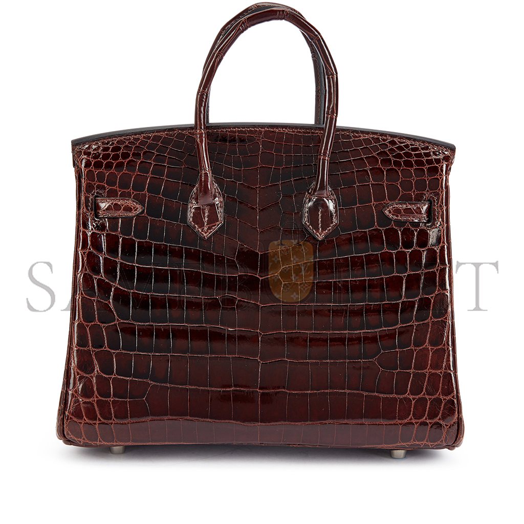 H**mes master birkin 30 crocodile leather bordeaux red silver buckle h041367ck9o (30*22*16cm)